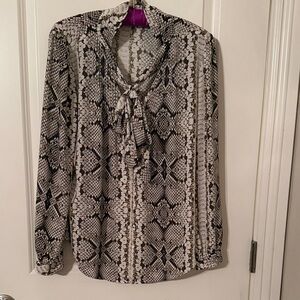 J. Crew Black and White Patterned Blouse